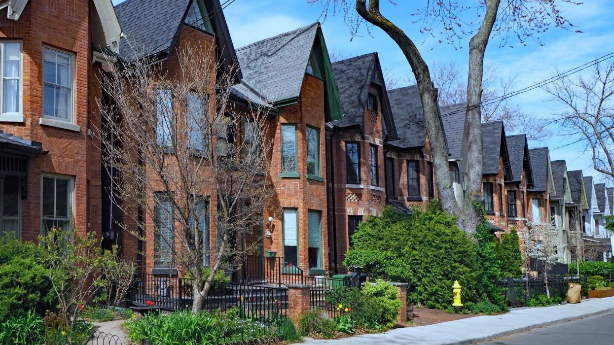 Semi-detached brick houses in Toronto.