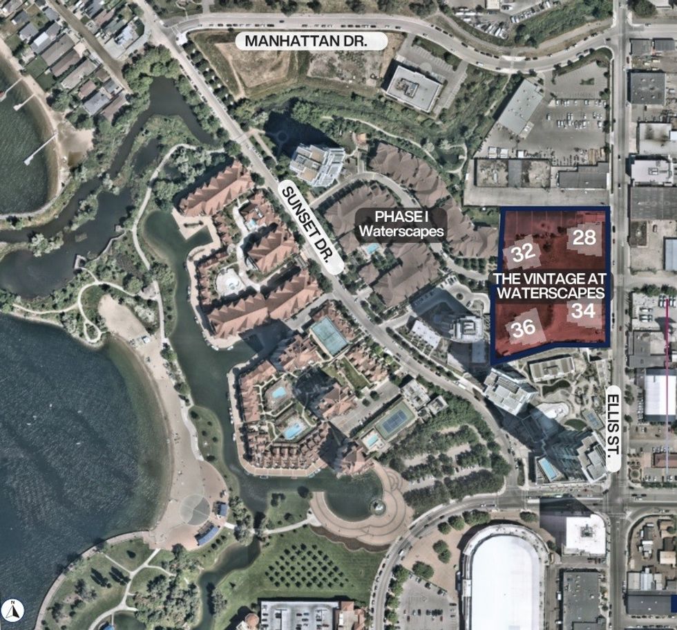 The 1070 Ellis Street site in Kelowna that will be home to The Vintage at Waterscapes