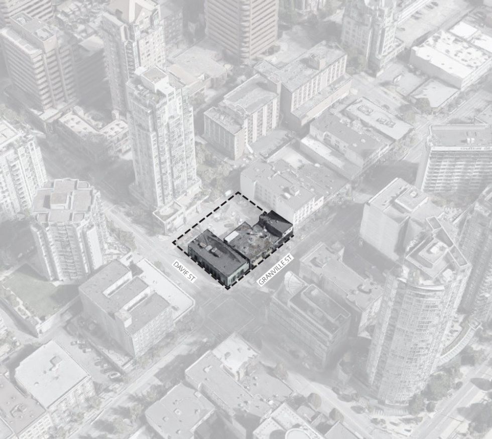 The 1167-1193 Granville Street / 717 Davie Street site.