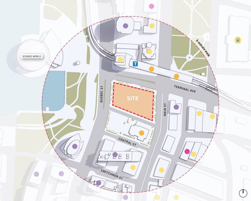 The 1405 Main Street and 1510 Quebec Street site in Vancouver.