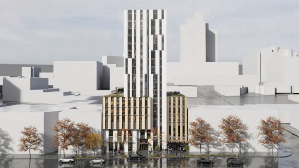 The 16-storey hotel proposed for 888 W 8th Avenue in Vancouver.
