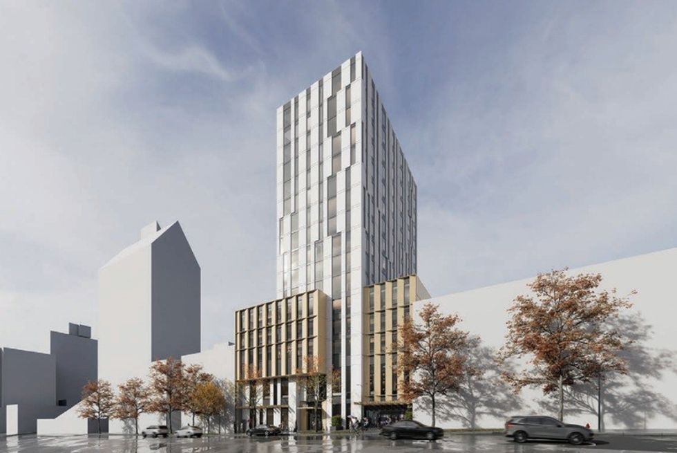 The 16-storey hotel proposed for 888 W 8th Avenue in Vancouver.
