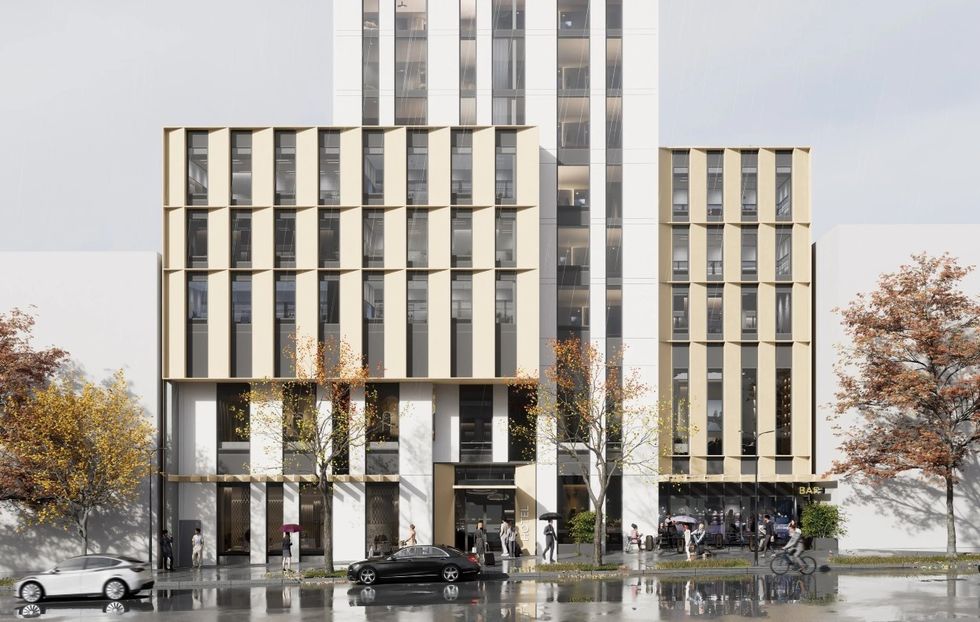 The 16-storey hotel proposed for 888 W 8th Avenue in Vancouver.