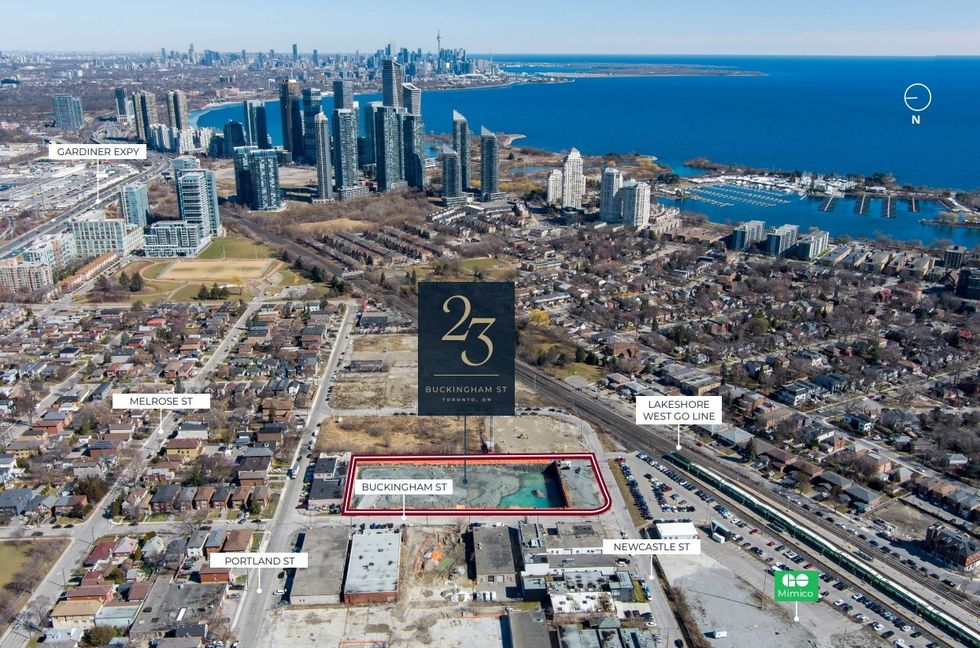 The 23 Buckingham Street site located near the Mimico GO Station.