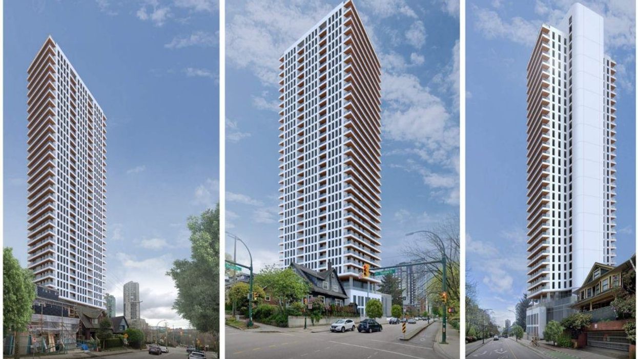 The 32-storey tower Wall Financial was planning for 1065 Pacific Street in Vancouver.