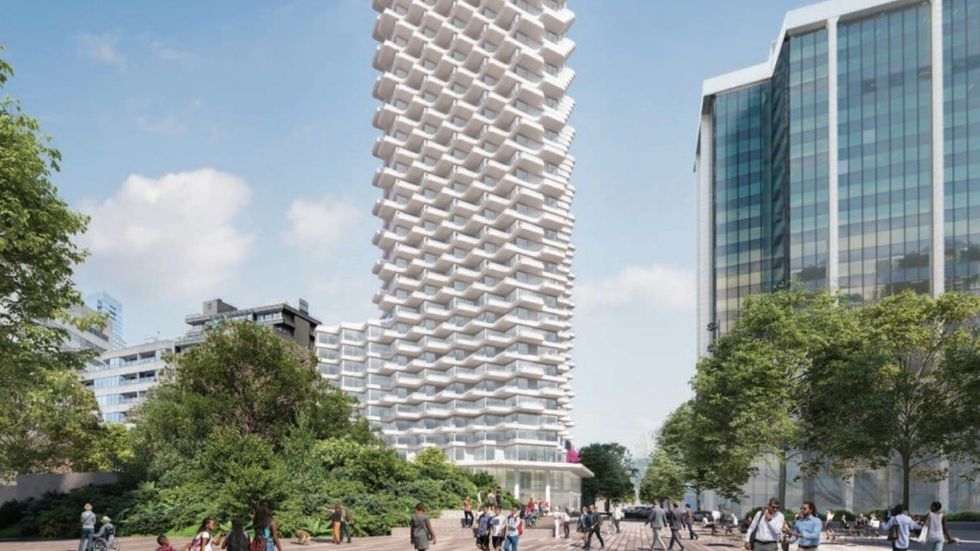The 35-storey tower proposed for 807-815 Hornby Street in Vancouver.