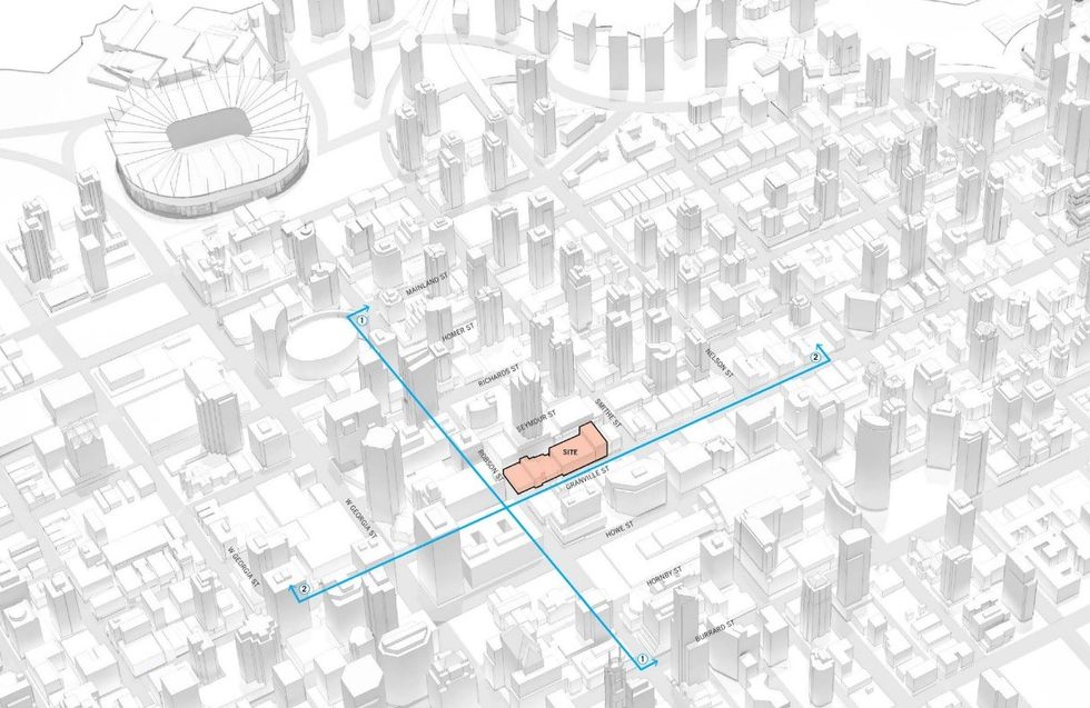The 800-876 Granville Street site in downtown Vancouver.