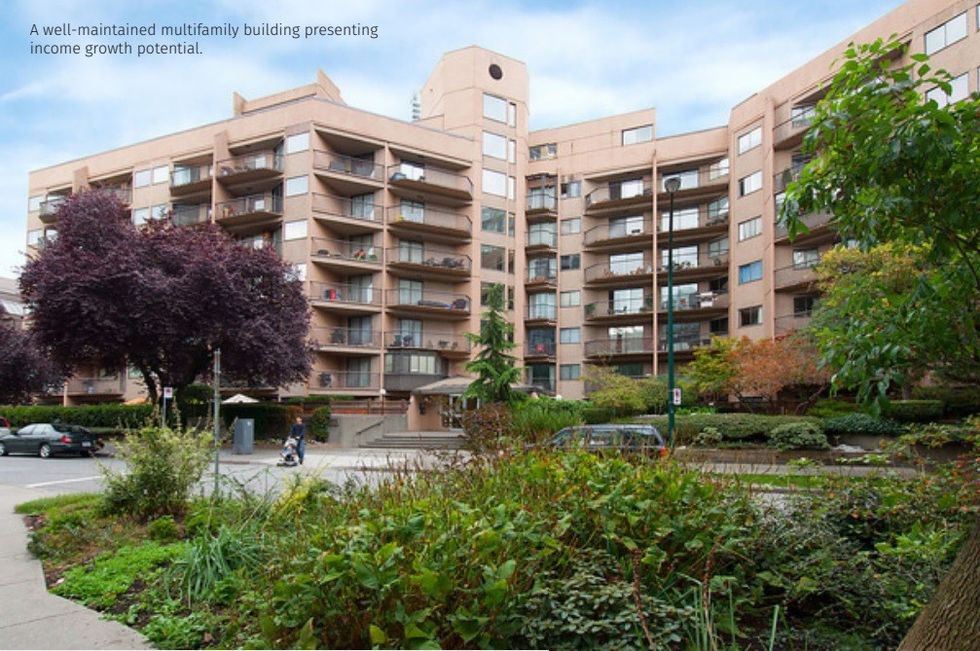 The apartment building that currently occupies 1045 Haro Street in Vancouver.