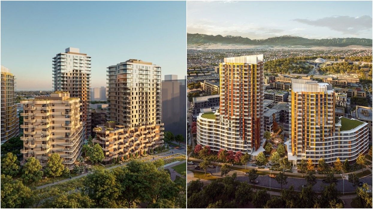 The development planned for Heather Lands Parcel B (left) and Parcel F (right).