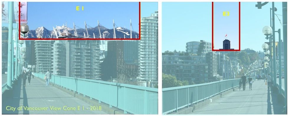 The E1 and E3 Cambie Bridge view cones that have been eliminated.