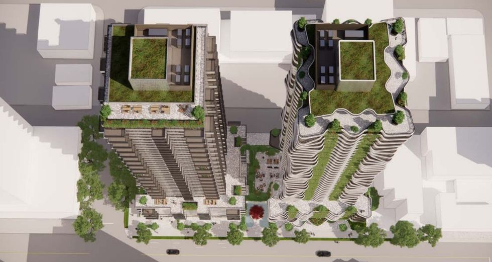 The East Tower (left) and West Tower (right).