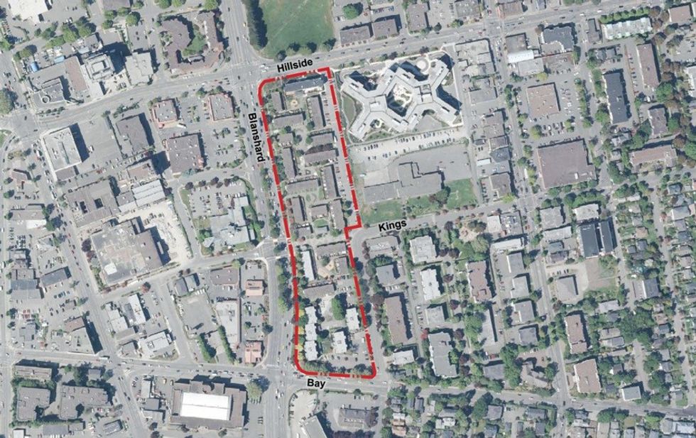 The Evergreen Terrace site at 2501 Blanshard Street in Victoria.