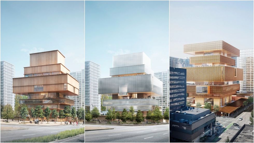 The first, second, and third design of the new Vancouver Art Gallery.