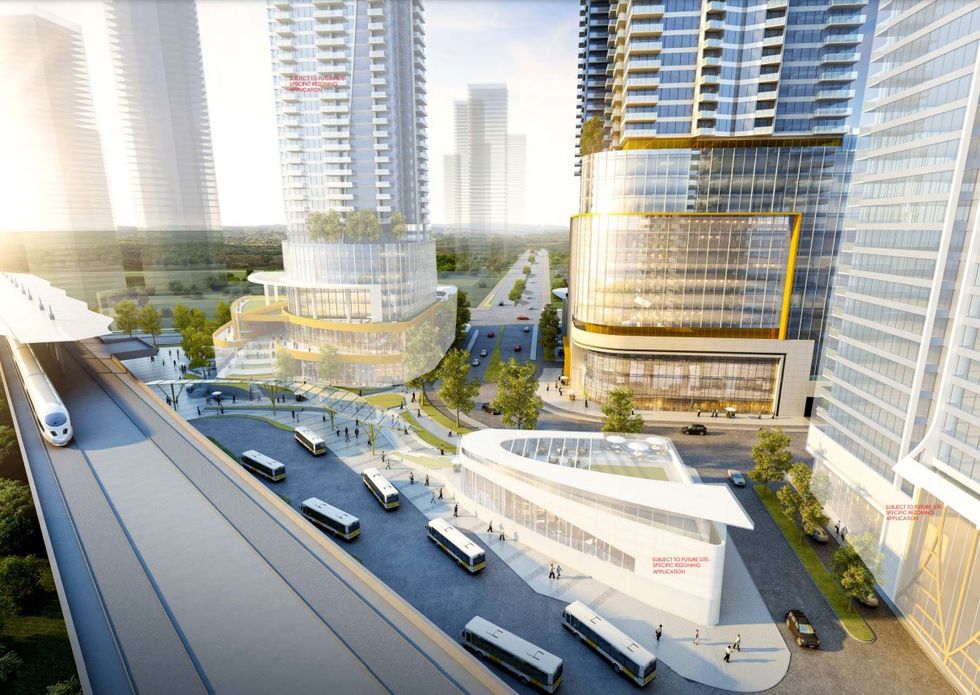 The grand promenade adjacent to Lougheed Station.