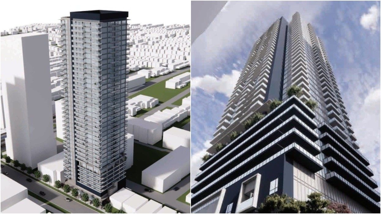 The high-rise tower proposed for 4975-4997 Joyce Street in Vancouver.