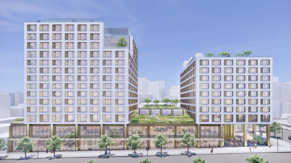 The hotel project planned for 888 West Broadway in Vancouver.