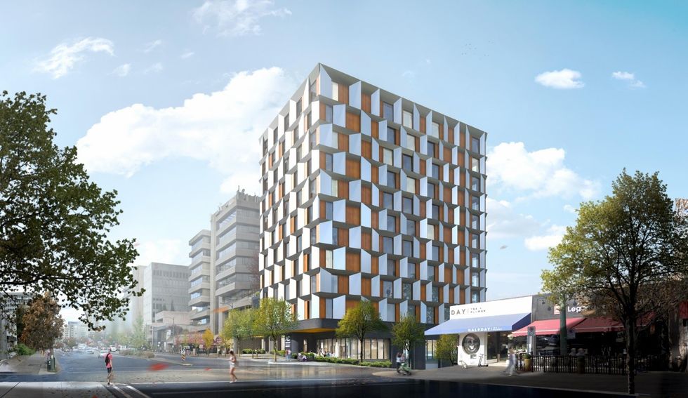 The hotel proposed for 901 W Broadway in Vancouver.