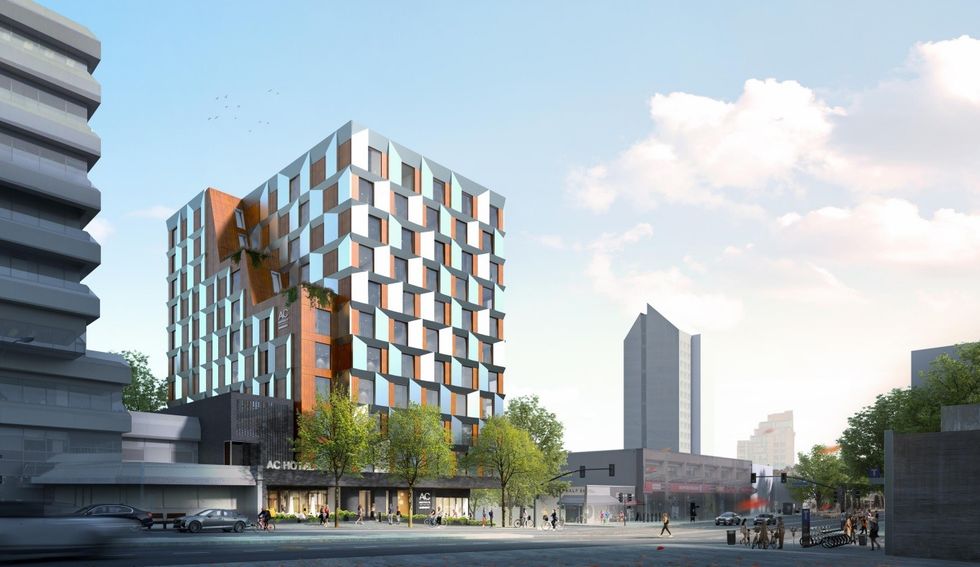 The hotel proposed for 901 W Broadway in Vancouver.