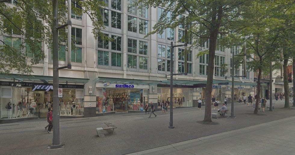 The Hudson Mall retailers along Granville Street in August 2018.