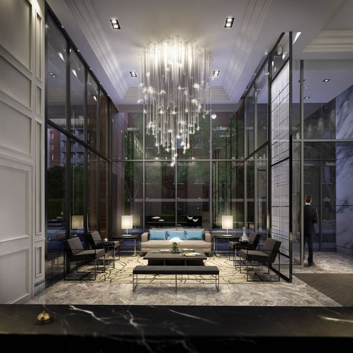 The lobby at The Jack Condos in Rosedale invites residents to gather and socialize comfortably as if it were their own luxurious living room. (Photos courtesy of II BY IV)