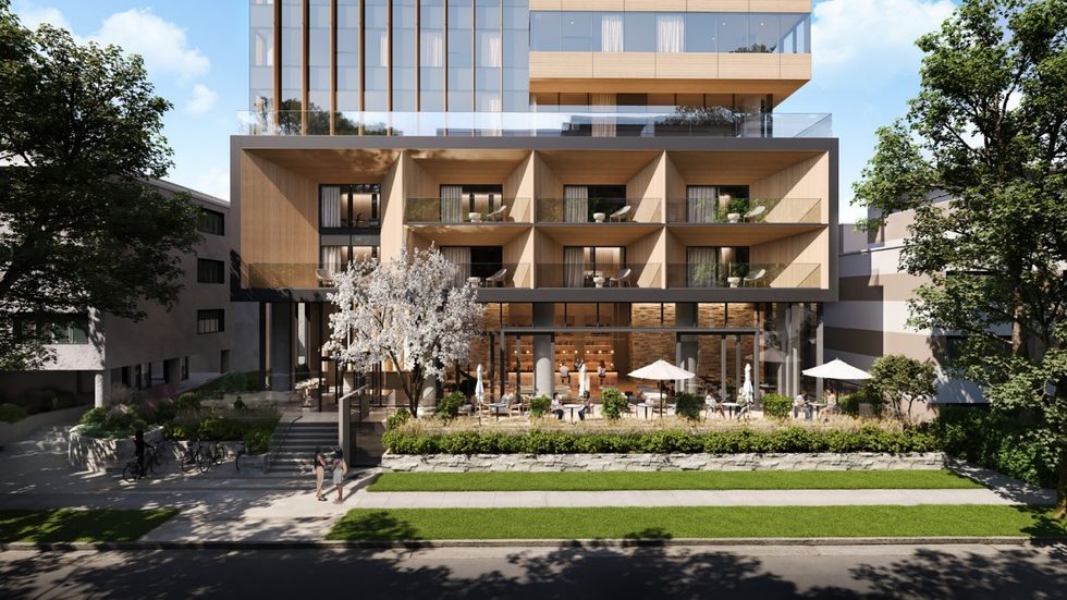 The main entrance of 2030 Barclay.