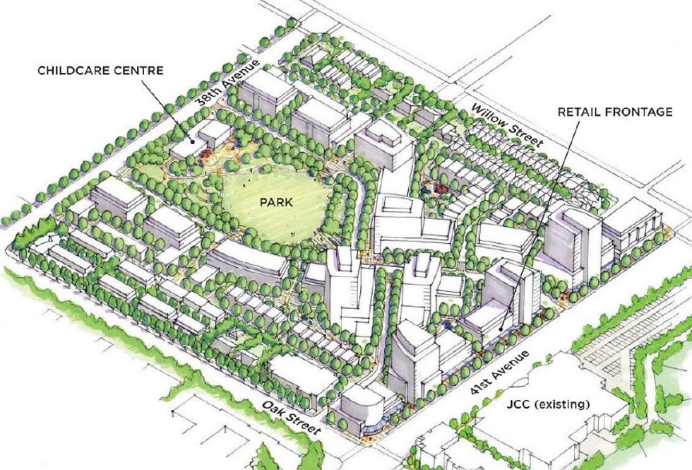 The master plan concept for the Oakridge Transit Centre site.