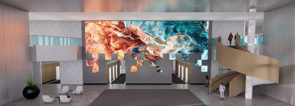 The new reimagined lobby of 801 7th Avenue SW.