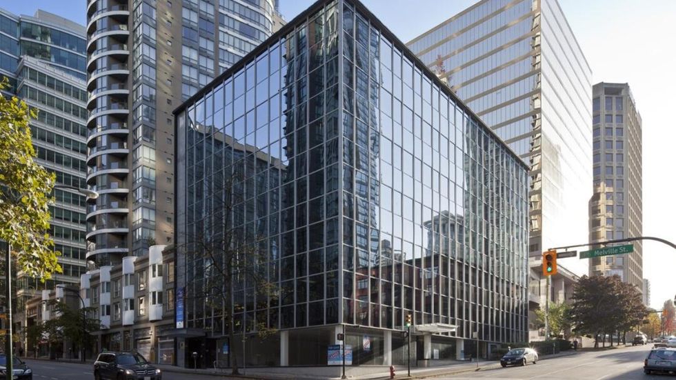 The office building also known as the Wyland Building at 1190 Melville Street in Vancouver.