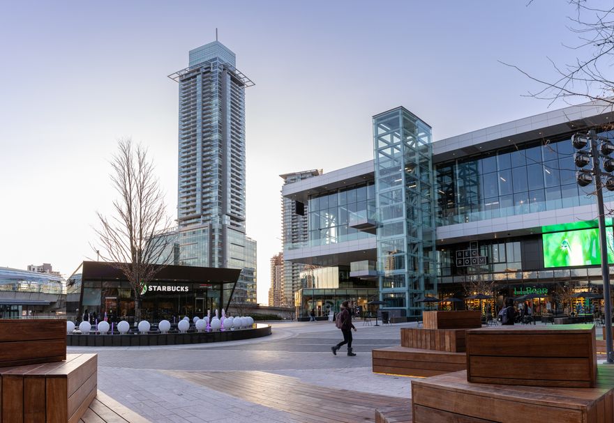 the plaza at the new amazing brentwood mall in burnaby bc shutterstock