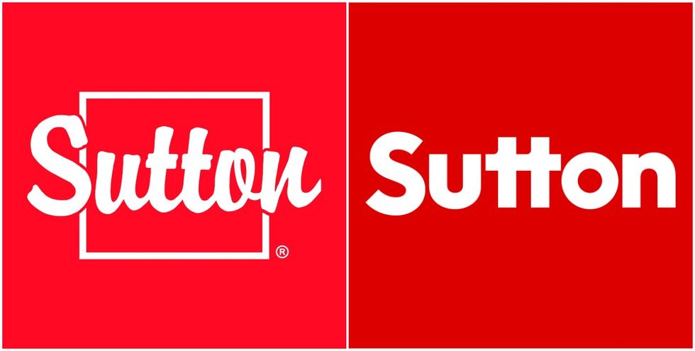 The previous Sutton Group logo (left) and the new logo (right).