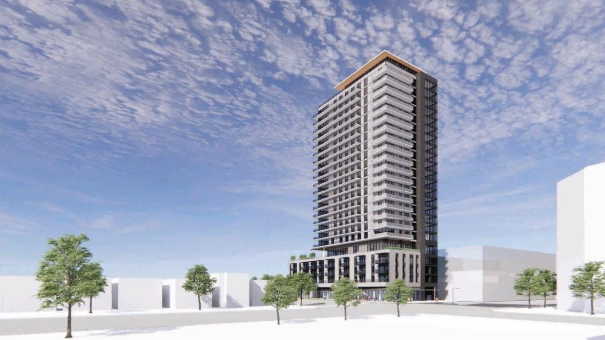 The proposed tower for 4001-4009 Knight Street and 1348 E 24th Avenue in Vancouver.