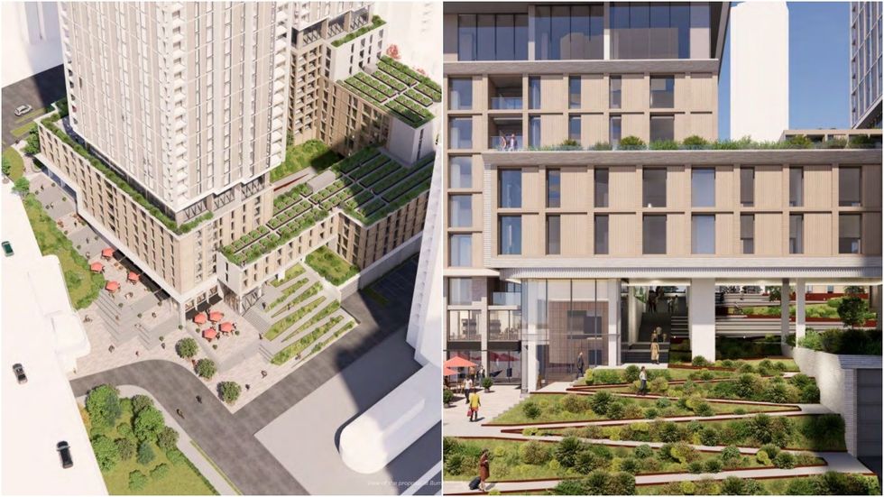 The public space adjacent to the Burrard Street Bridge.