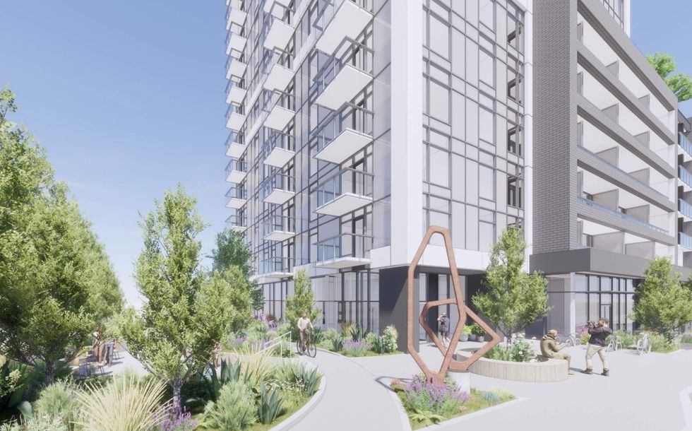 The residential lobby at the southwest corner of the 2914 St. Johns Street site.