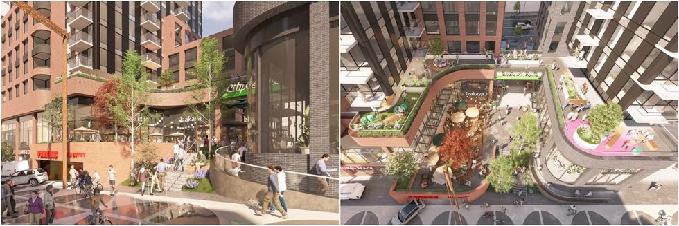 The retail and outdoor space proposed for 2111 Main Street.