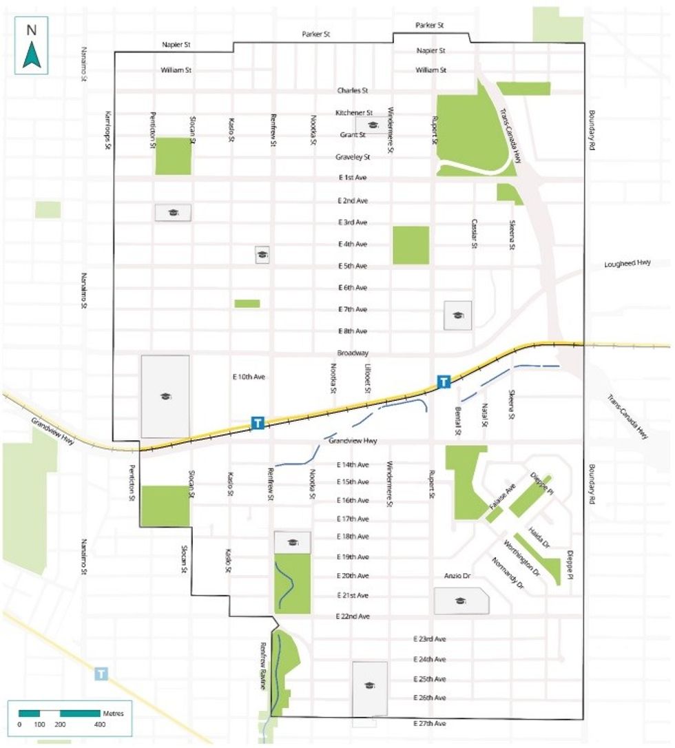 The Rupert and Renfrew Station Area Plan boundaries.