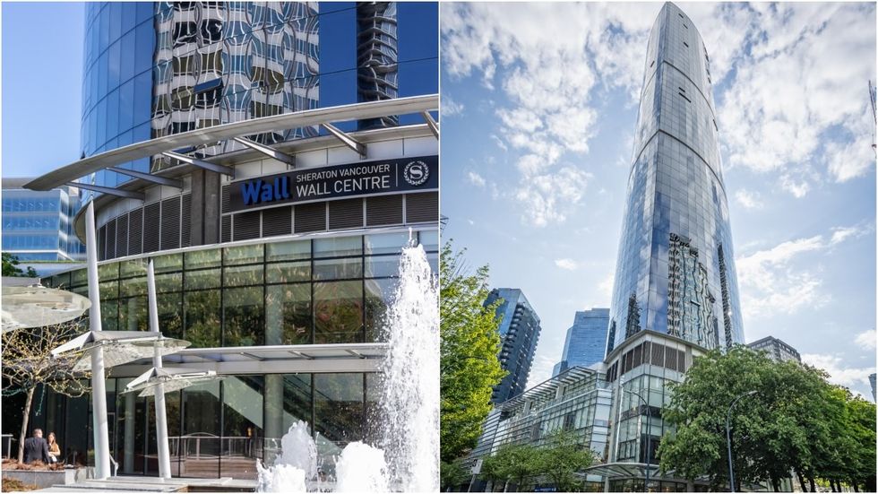 The Sheraton Vancouver Wall Centre and One Wall Centre in Vancouver.