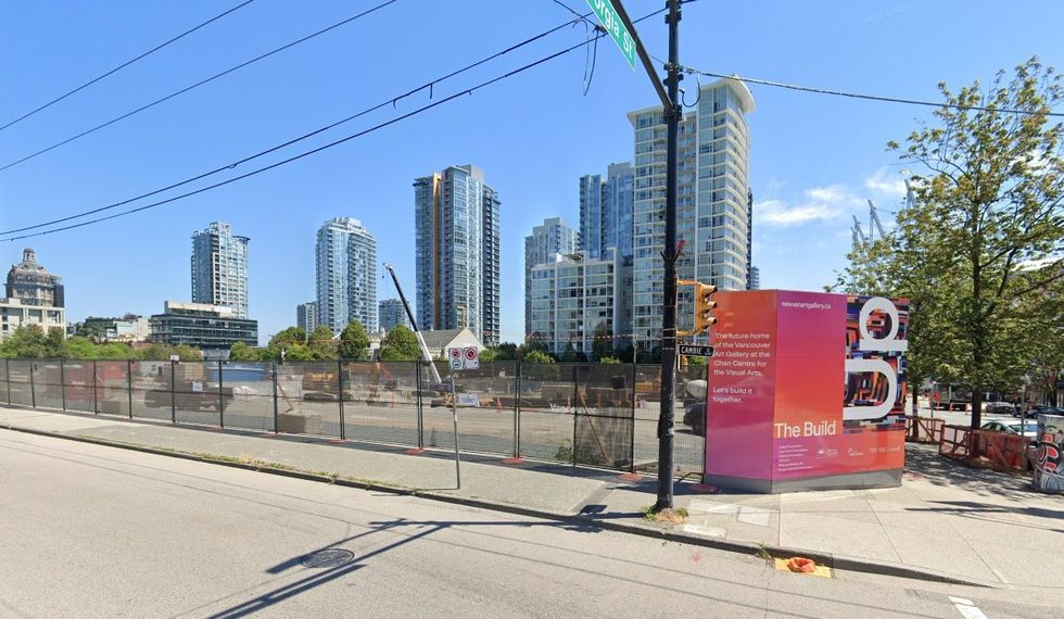 The site of the New Vancouver Art Gallery at 181 W Georgia Street, as of July 2024.