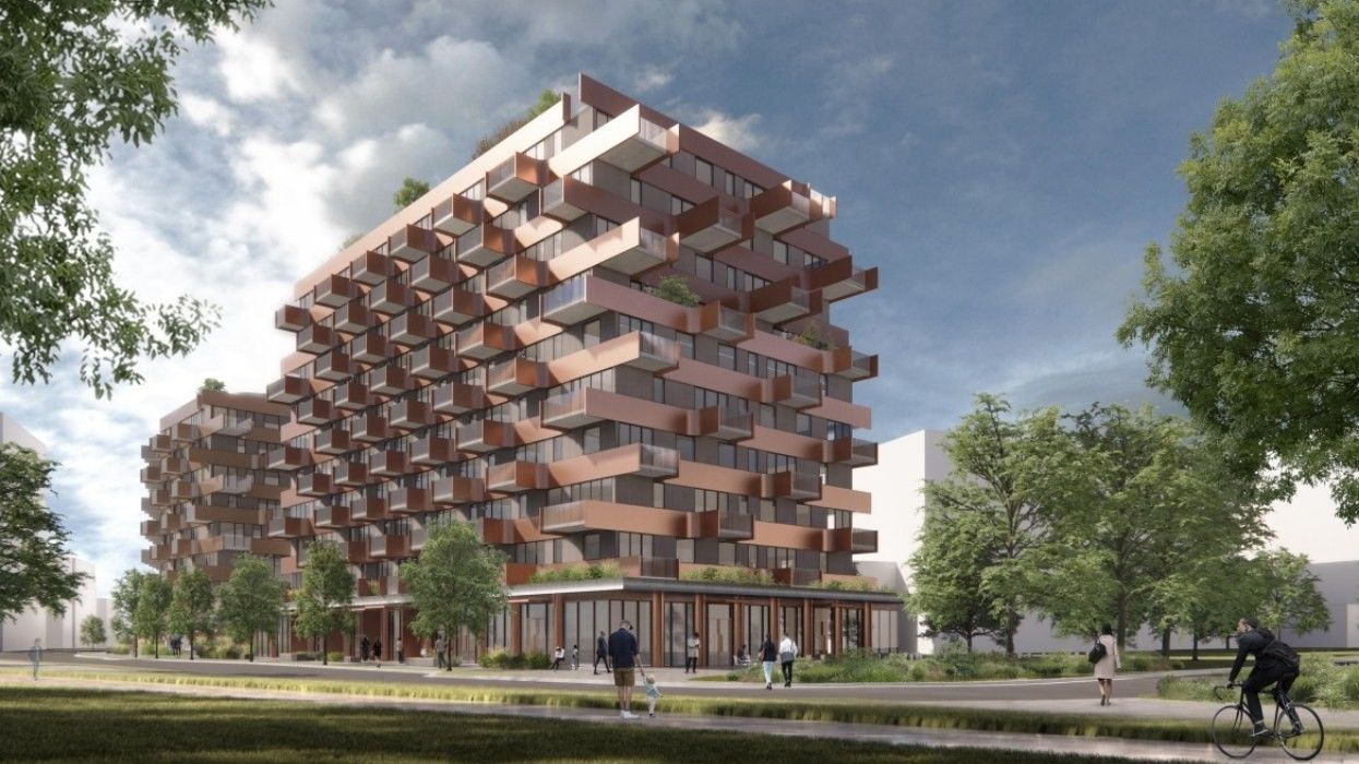 The strata building proposed for 5198 James Street as part of the Little Mountain project.