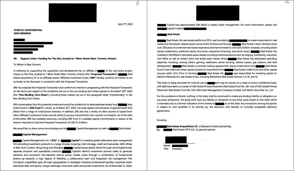 The support letter Chateau Yorkville Corp. provided in its filing.