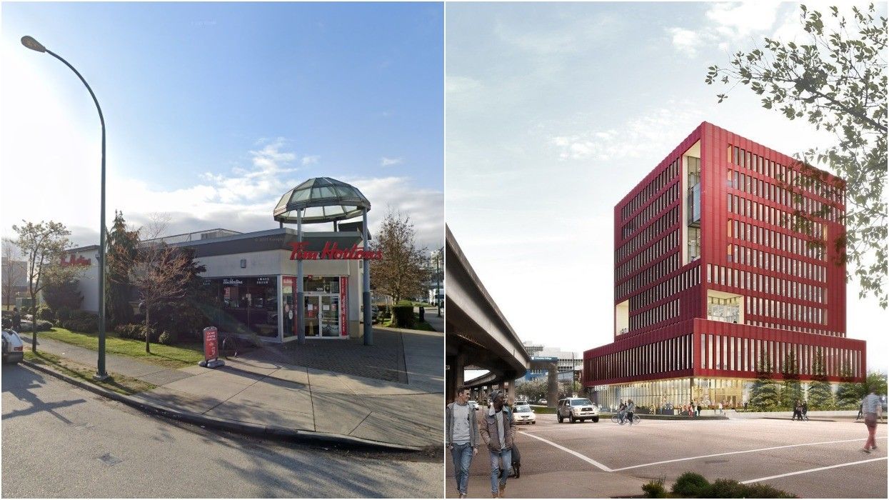 The Tim Hortons at 306 Terminal Avenue (left), where The Grid (right) was planned.