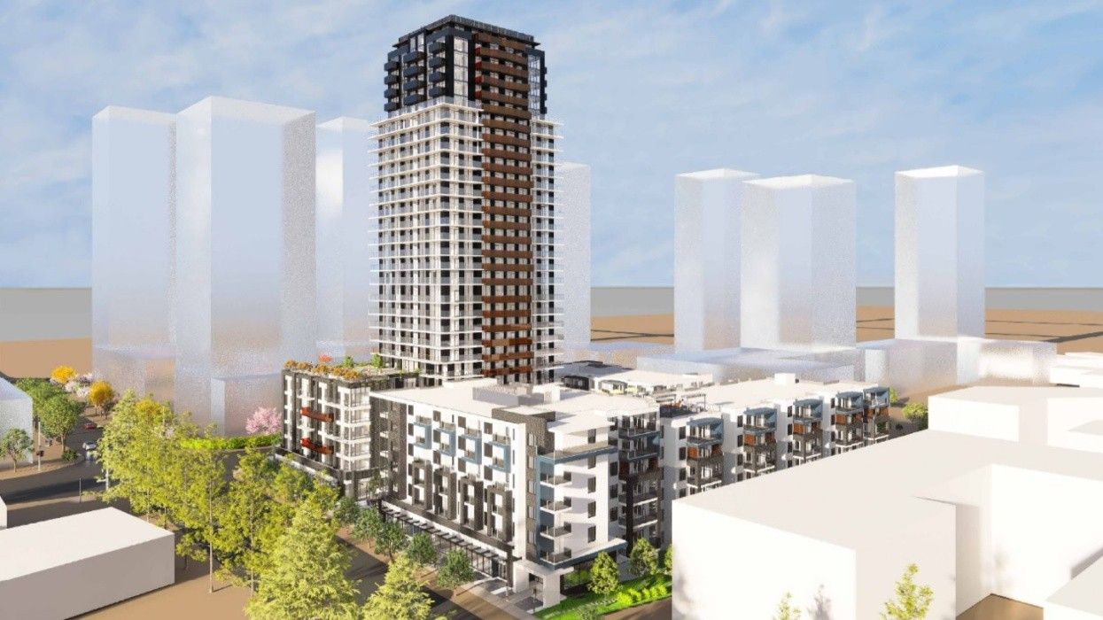 The tower proposed for 16042 84 Avenue and 8352-8390 160 Street in Surrey.