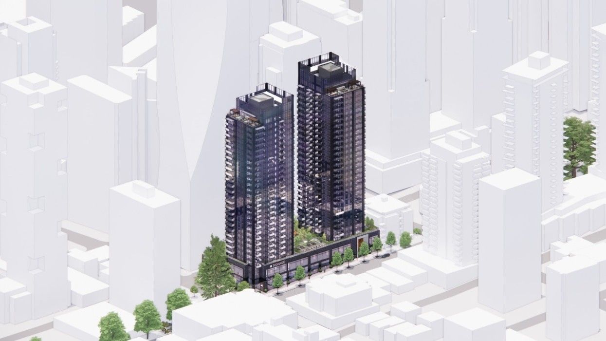 The towers planned for 1525-1555 Robson Street in Vancouver.