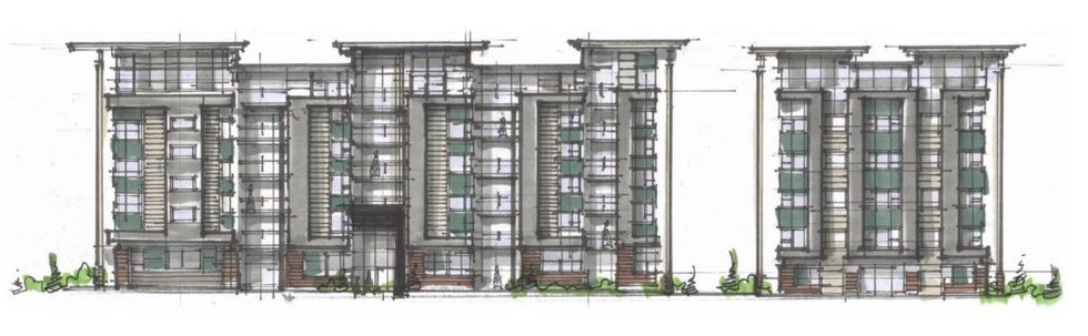 The two buildings proposed for 14990 North Bluff Road in White Rock.