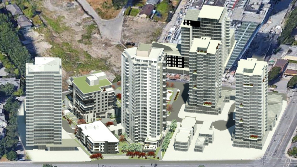 The two low-rise buildings a high-rise tower planned for 2050-2070 Marine Drive in North Vancouver.