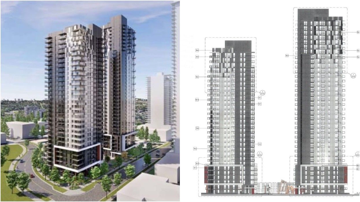The two towers planned for the first phase of the Whitgift Gardens master plan in Coquitlam.
