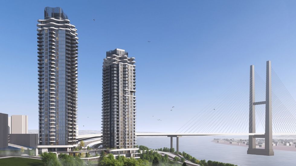 The two towers proposed for 65 First Street in New Westminster.