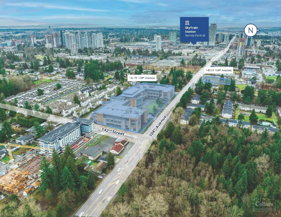 The Westfield Business Centre at 14178 104 Avenue and 14019 104 Avenue in Surrey.