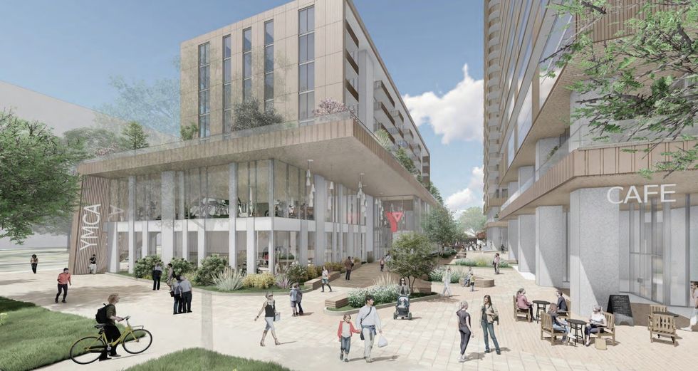 The YMCA replacement building, with affordable housing above.