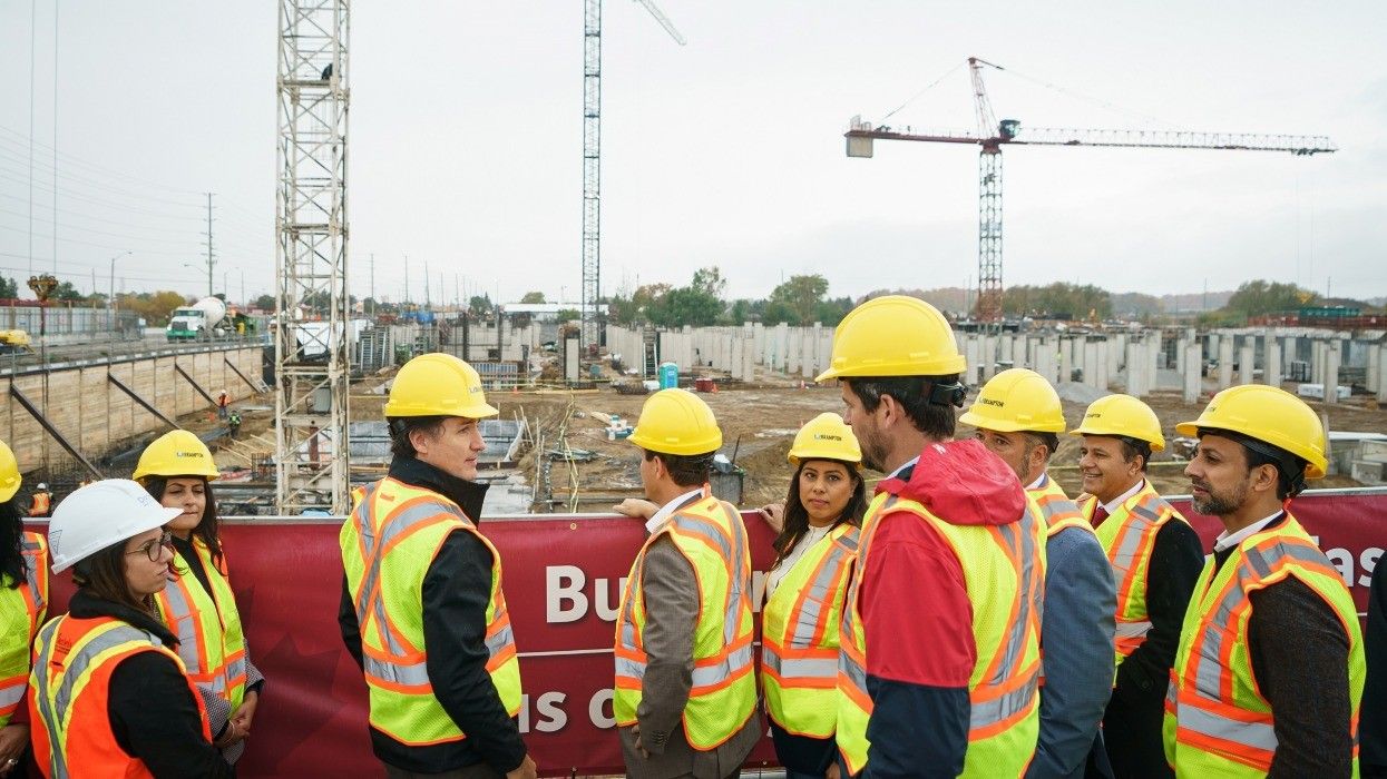 Then-Prime Minister Justin Trudeau and Minister of Housing Sean Fraser in Brampton in October 2023.