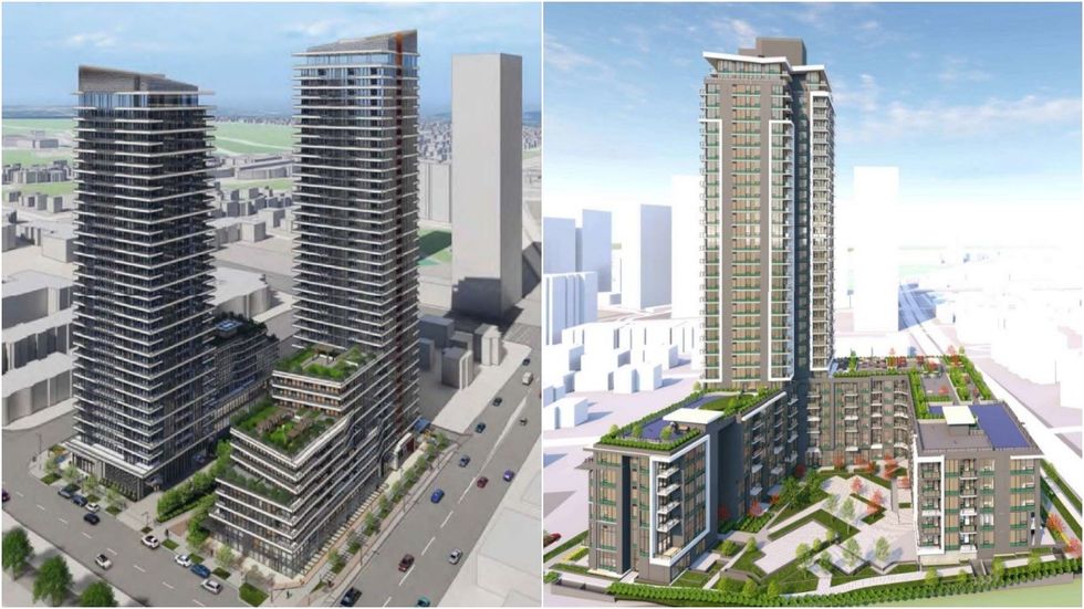 Two large projects planned for Surrey that are now converting some planned condo units to rental units.